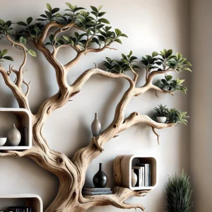 Floating Tree Bookshelf – Rustic Driftwood Shelf