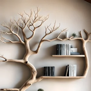 Elegant Tree Bookshelf – Solid Wood Decoration