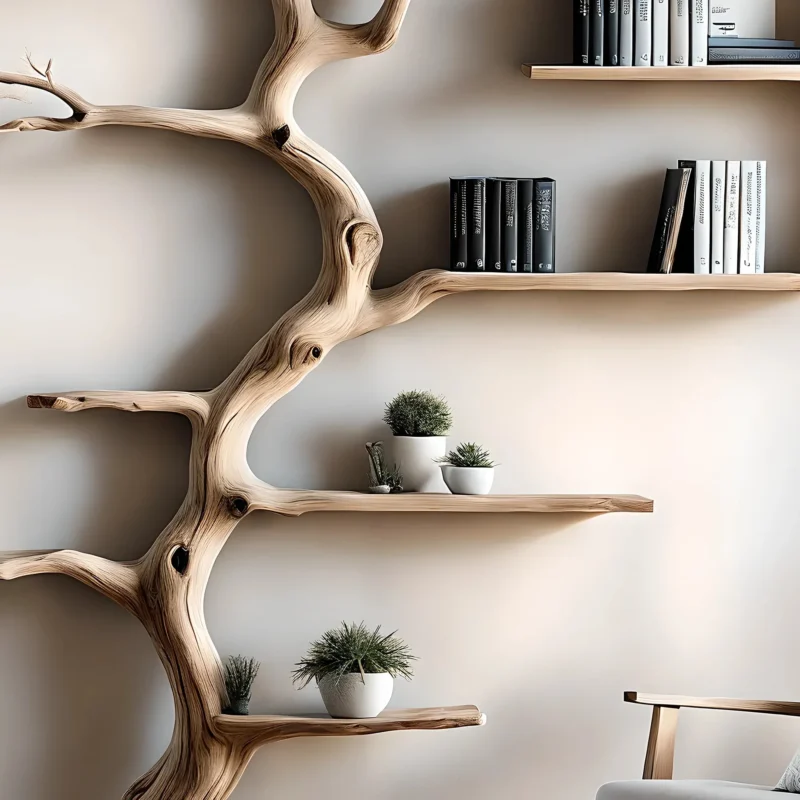 Elegant Tree Bookshelf – Solid Wood Decoration - Image 2