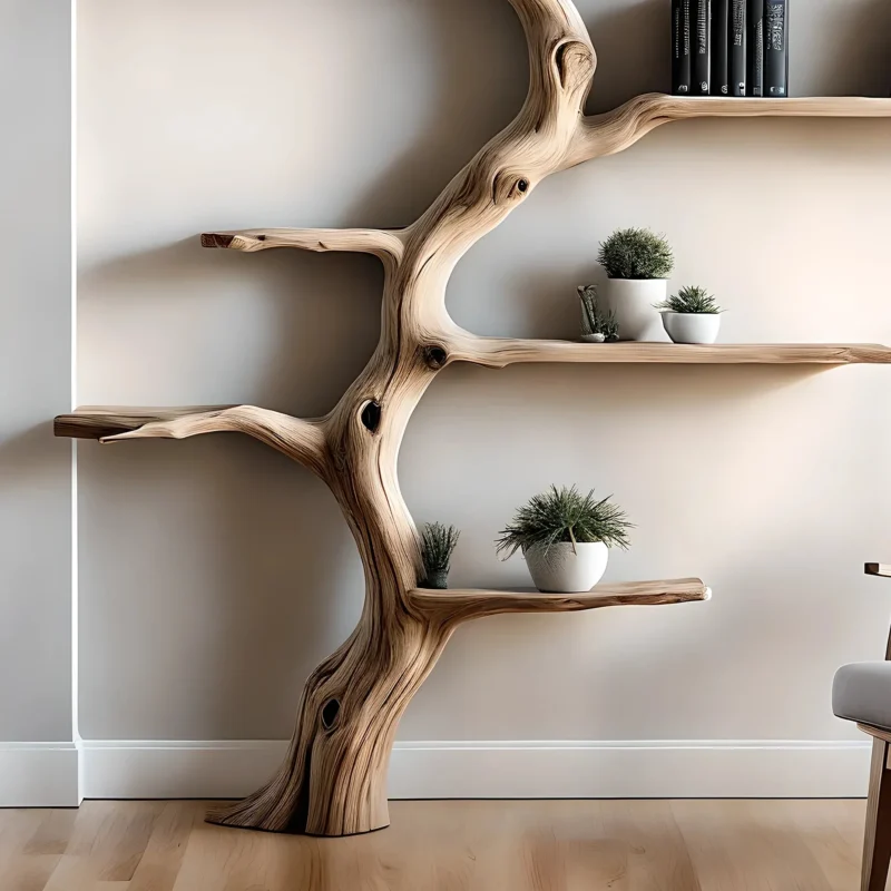 Elegant Tree Bookshelf – Solid Wood Decoration - Image 3