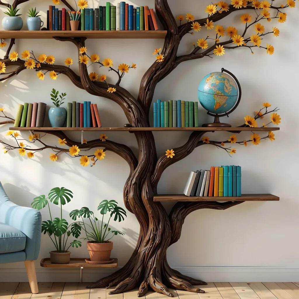 Custom Driftwood Bookshelf – Floating Tree Branch Design - Image 2