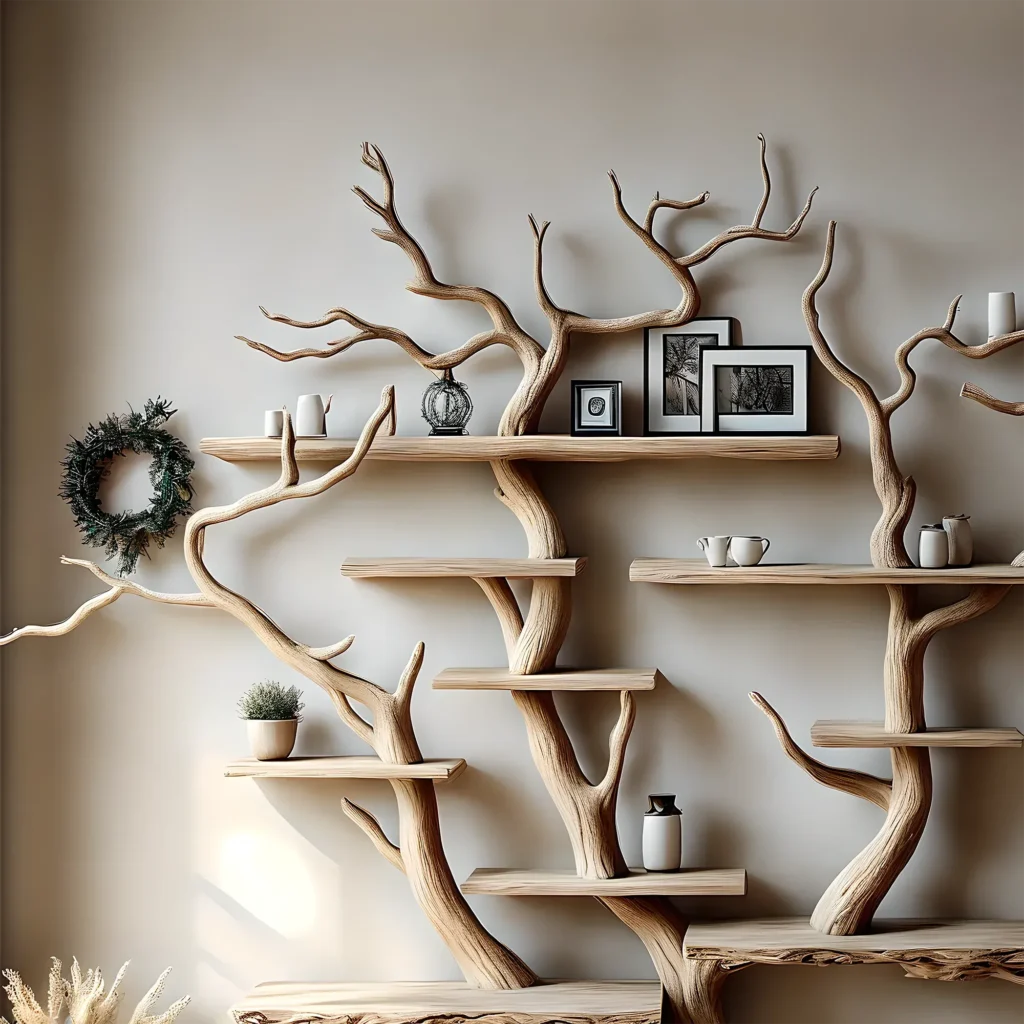 Floating Tree Branch Bookshelf – Solid Wood Custom Bookcase - Image 2