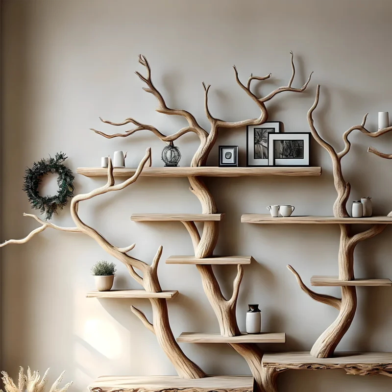 Floating Tree Branch Bookshelf – Solid Wood Custom Bookcase - Image 2