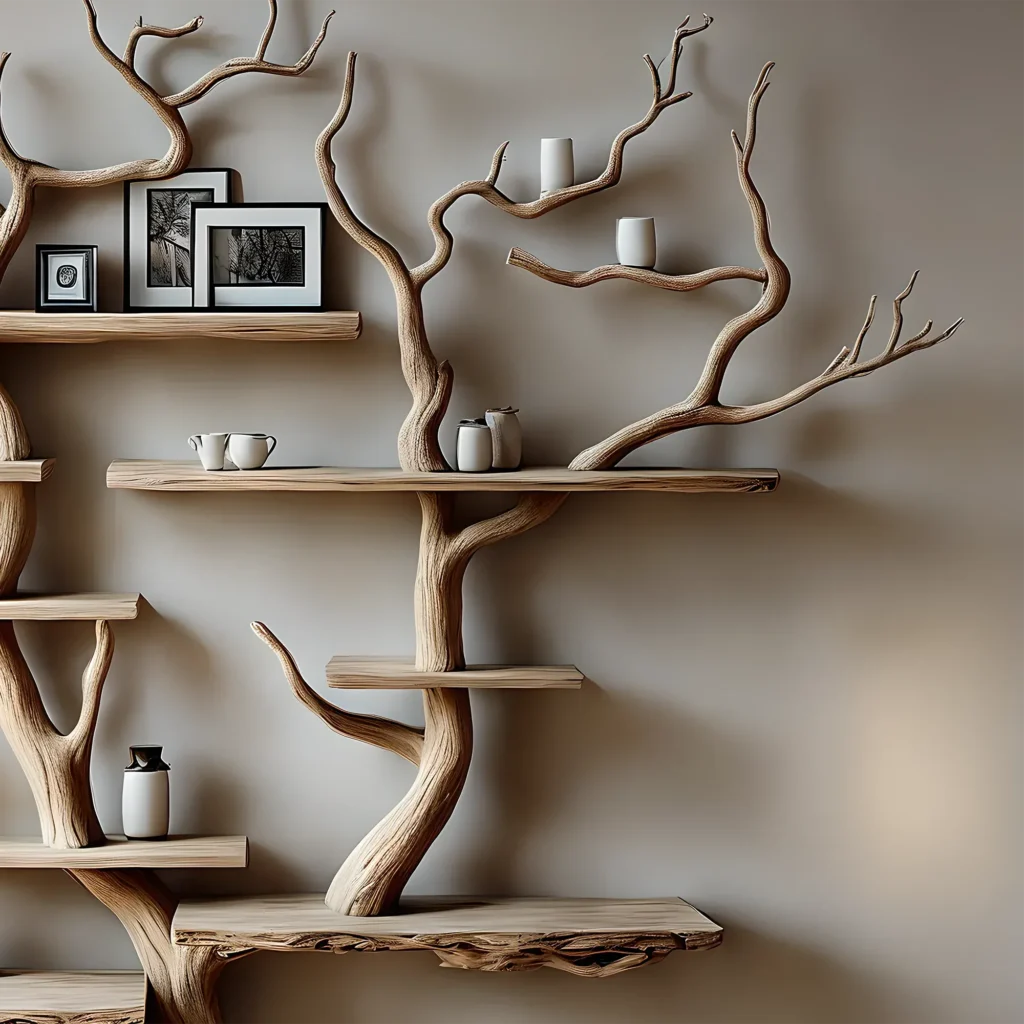 Floating Tree Branch Bookshelf – Solid Wood Custom Bookcase - Image 3