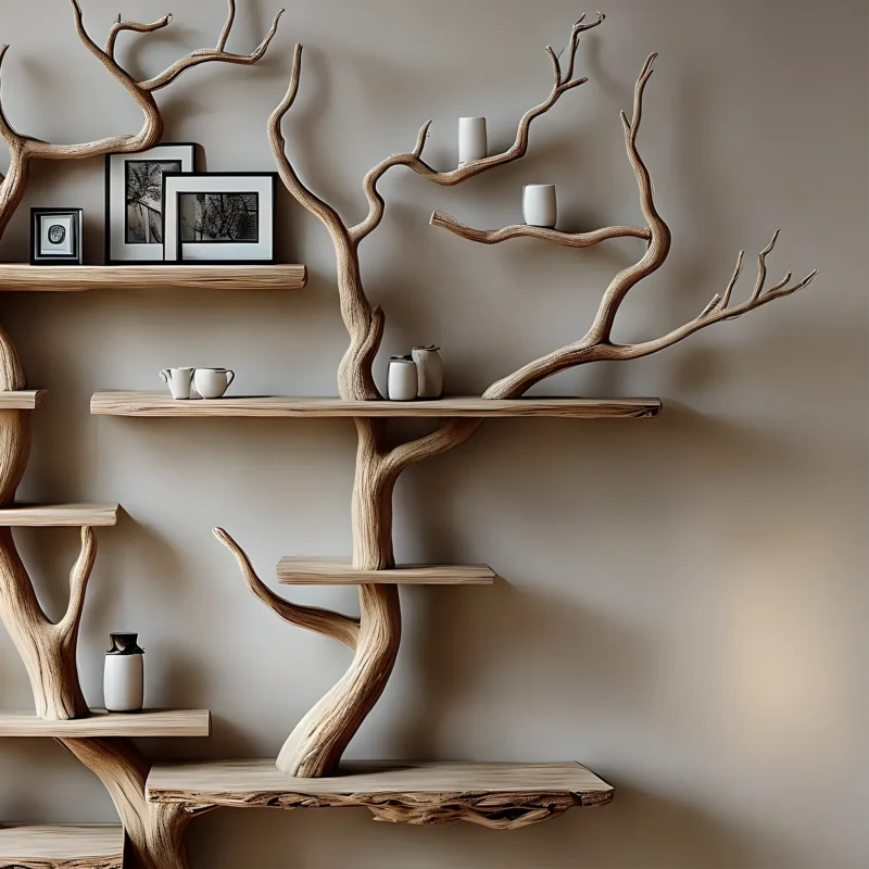 Floating Tree Branch Bookshelf – Solid Wood Custom Bookcase - Image 3